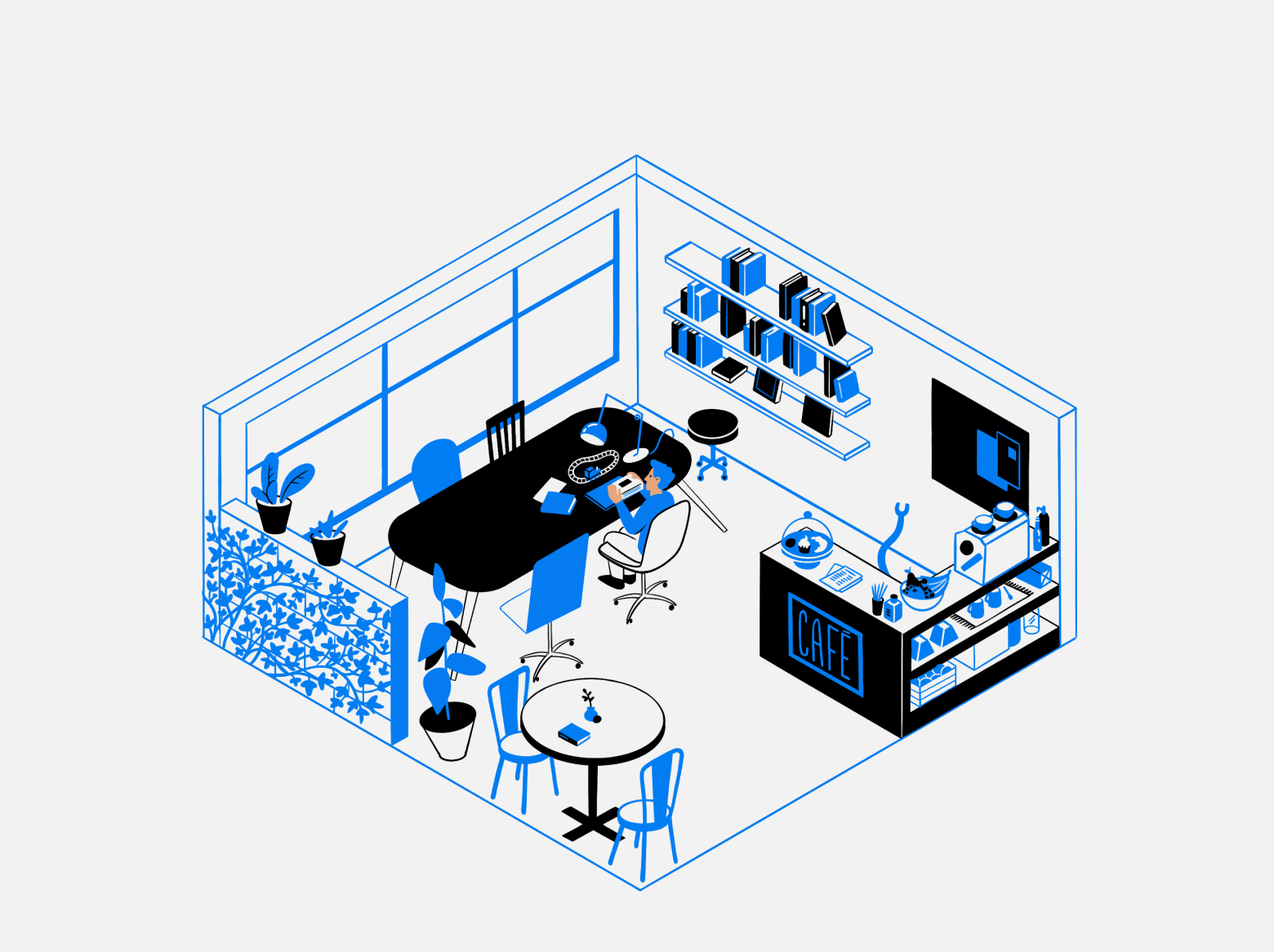 imagen de un cafeinternet moderno